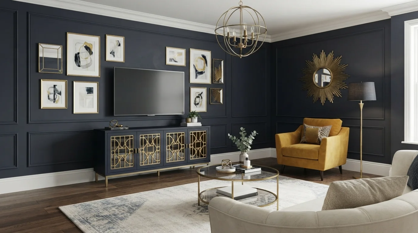 blue accent wall color idea — Blue Coal · Valspar