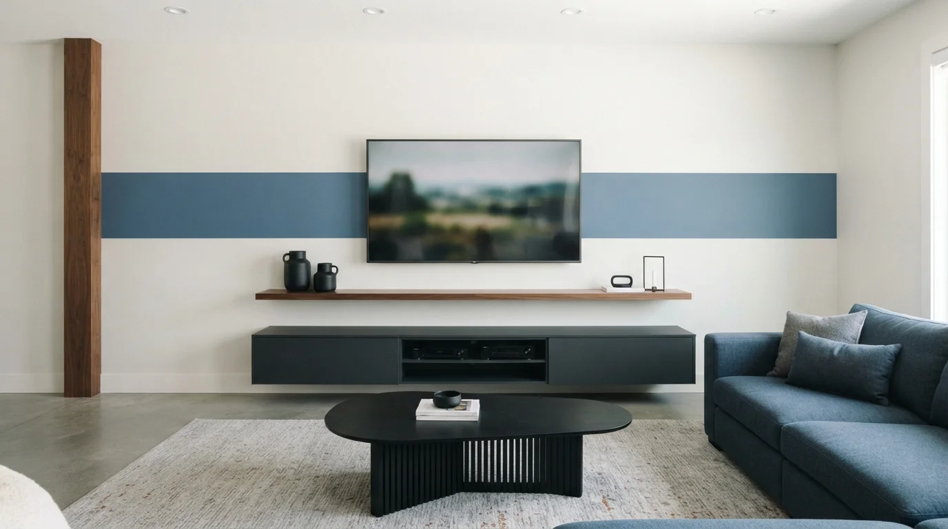 Slate Horizon Living — blue accent wall painted in Glass Sapphire
