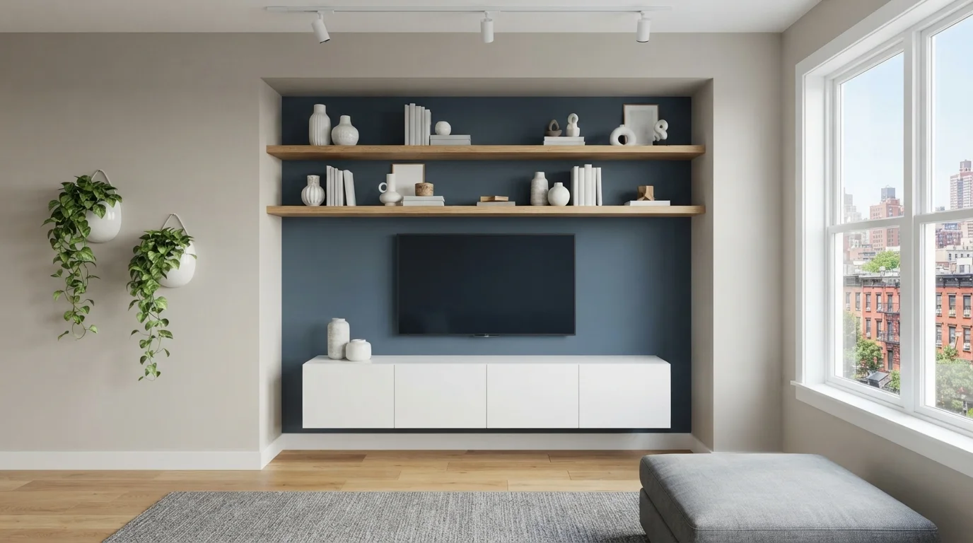 Slate Blue Sanctuary — blue accent wall painted in China Pattern