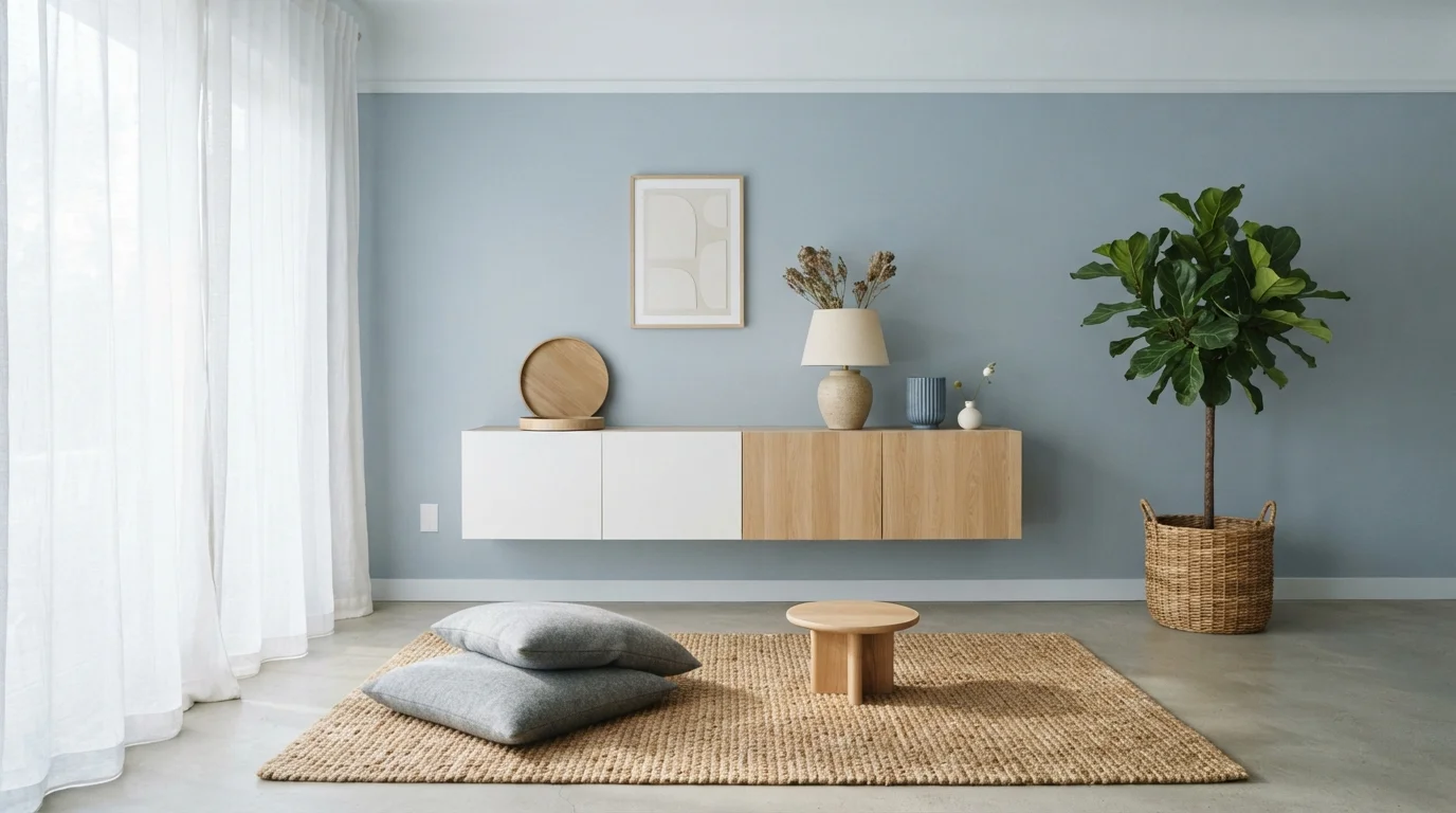 Coastal Slate Serenity — blue accent wall painted in Chicago Skyline