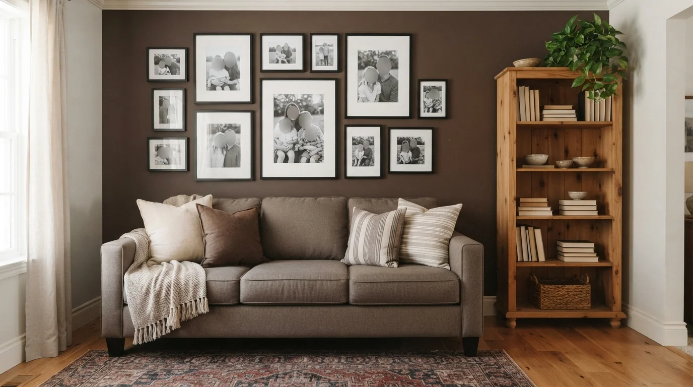 brown accent wall color idea — Heritage Oak · Behr
