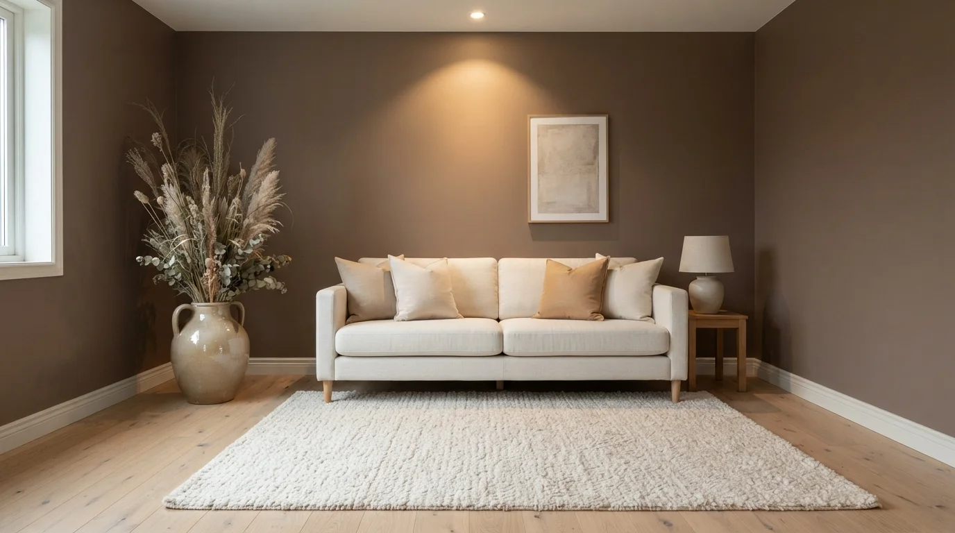 Warm Mocha Haven — brown accent wall painted in Boston Legacy