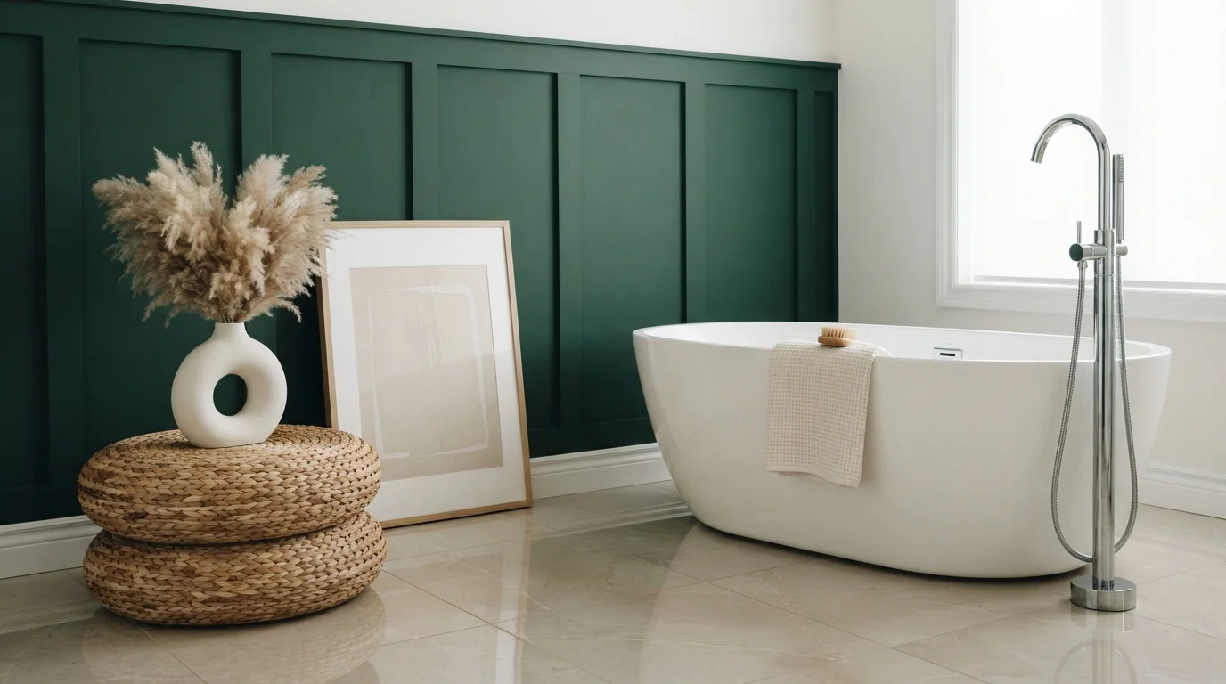 Emerald Spa Retreat — green accent wall painted in Forest Shadows