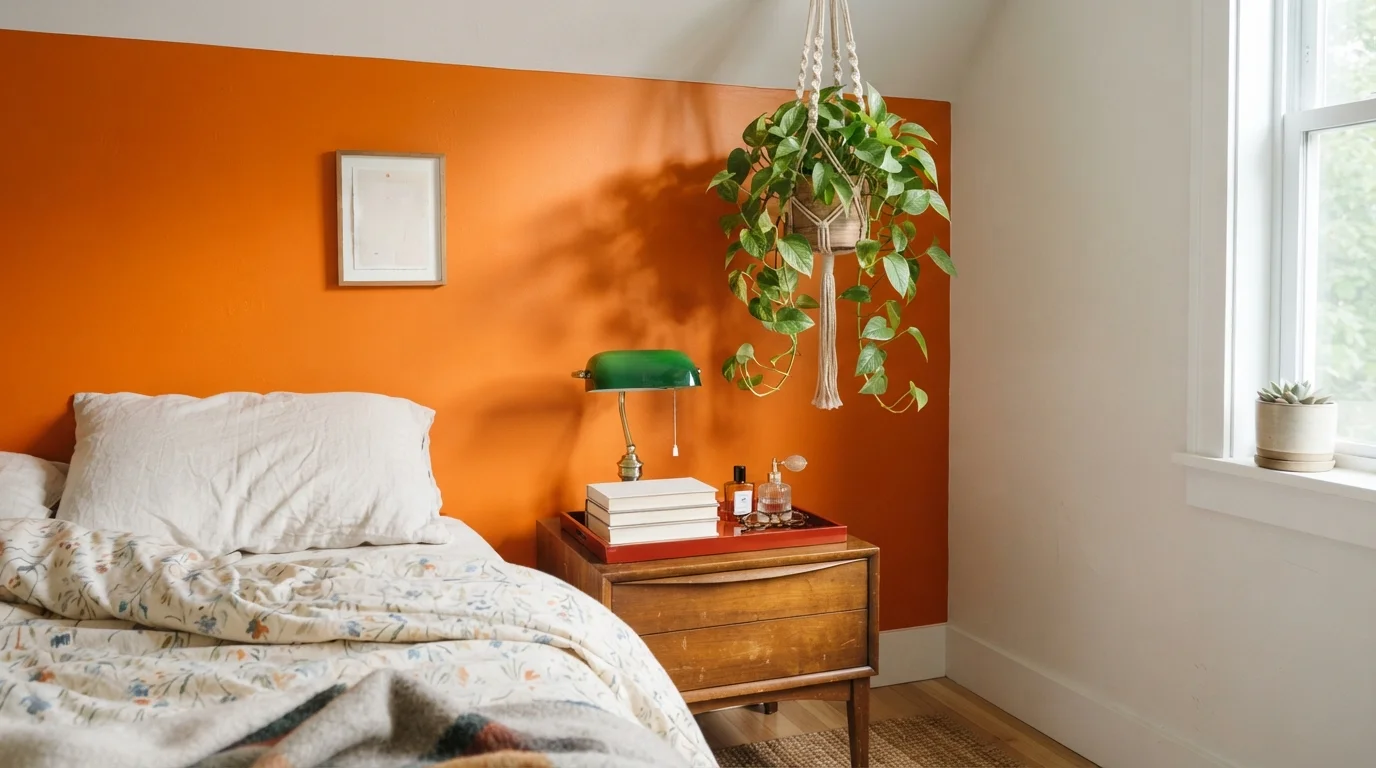 orange accent wall color idea — Carrot Stick · Behr