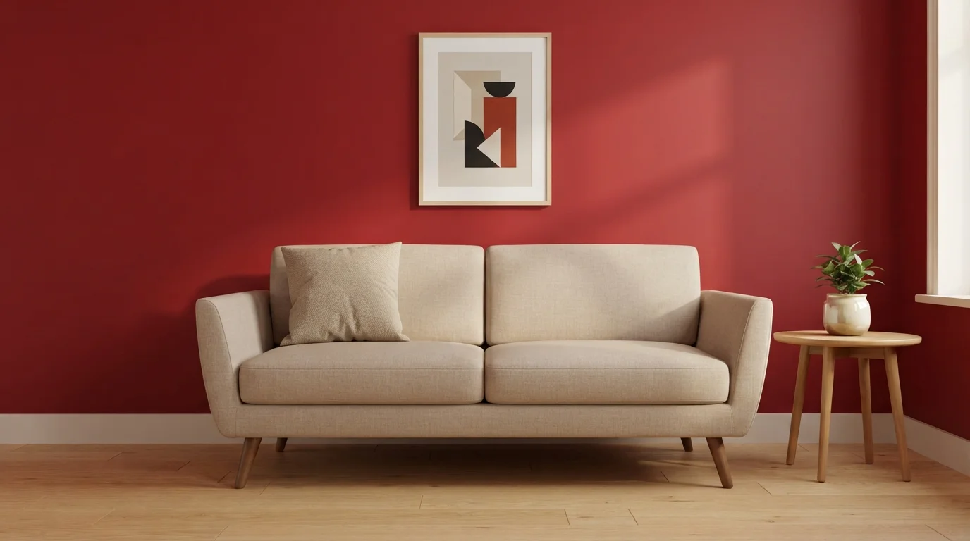 red accent wall color idea — Quite Red · Valspar