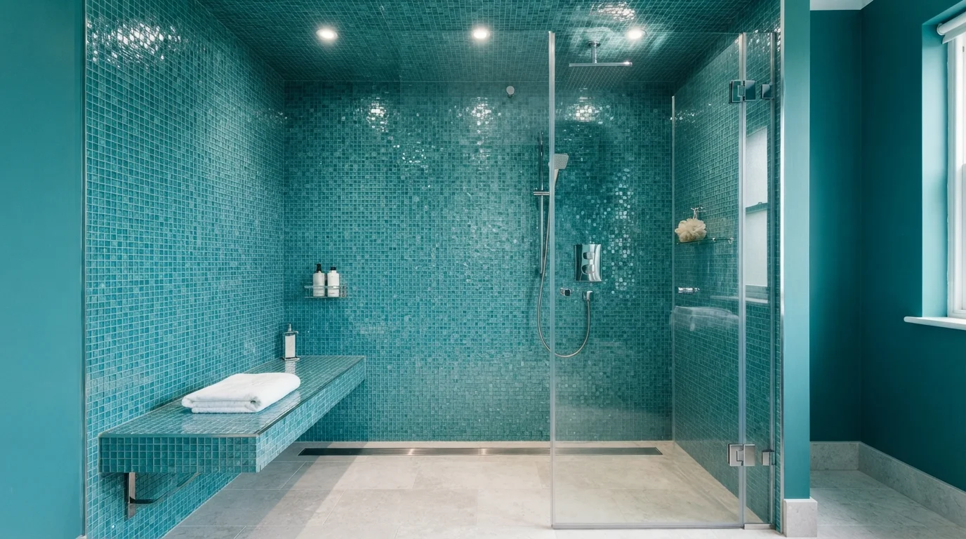 Aqua Jewel Spa — teal bathroom painted in Maxi Teal