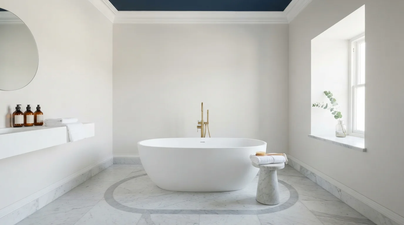 Midnight Blue Ceiling — blue ceiling painted in Symphony Blue