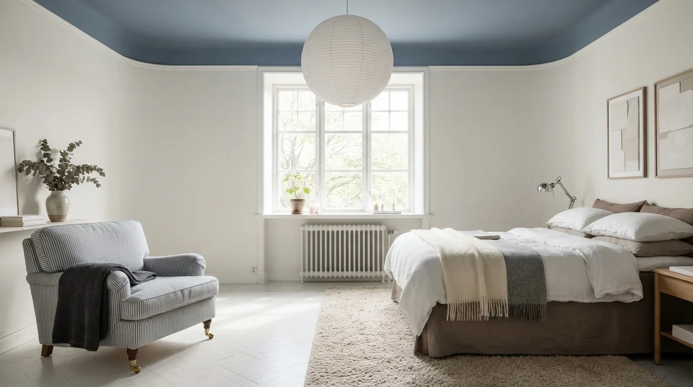 Nordic Slate Canopy — blue ceiling painted in Provence