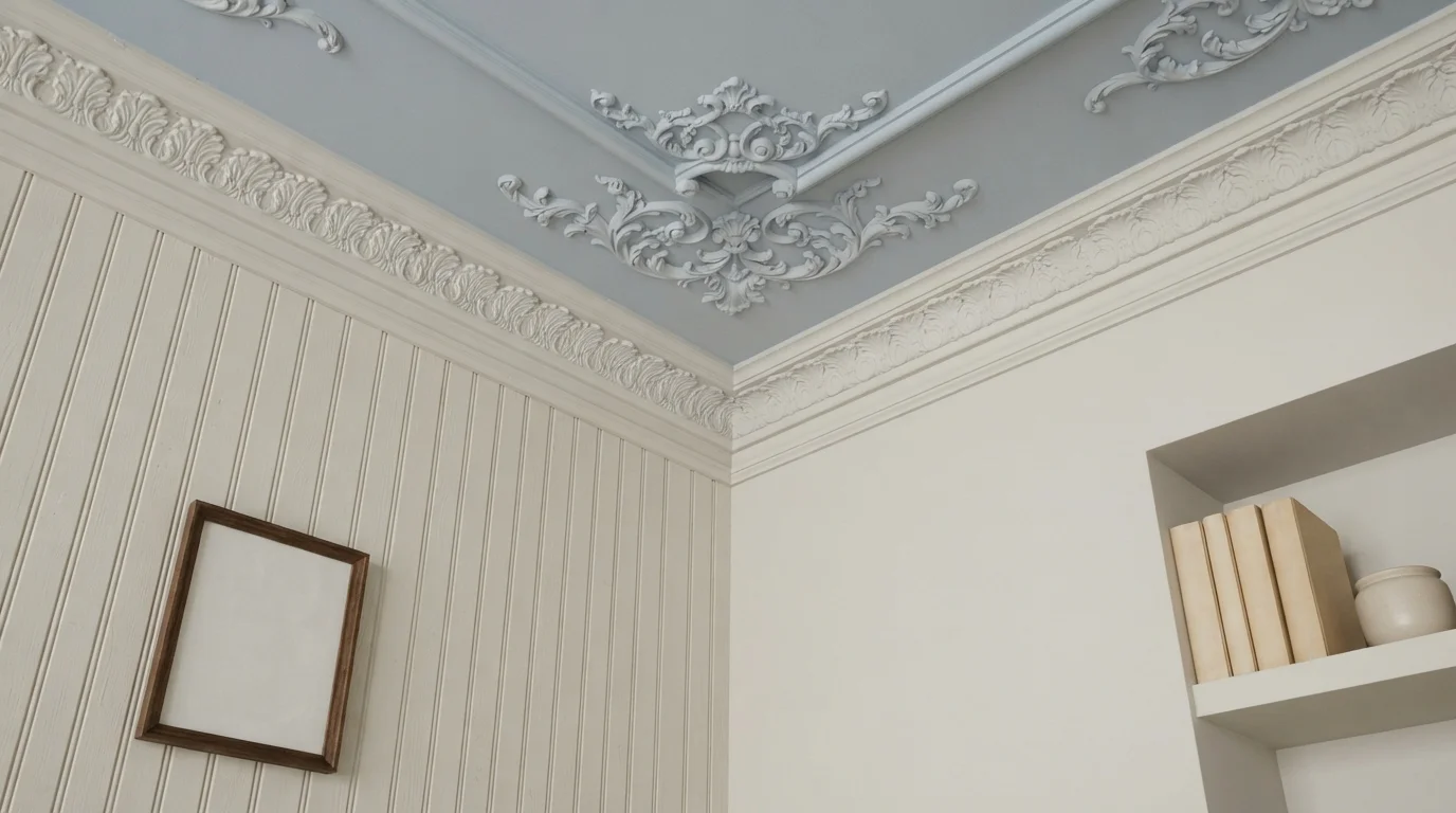 Powder Blue Ceiling — blue ceiling painted in Sheer Romance