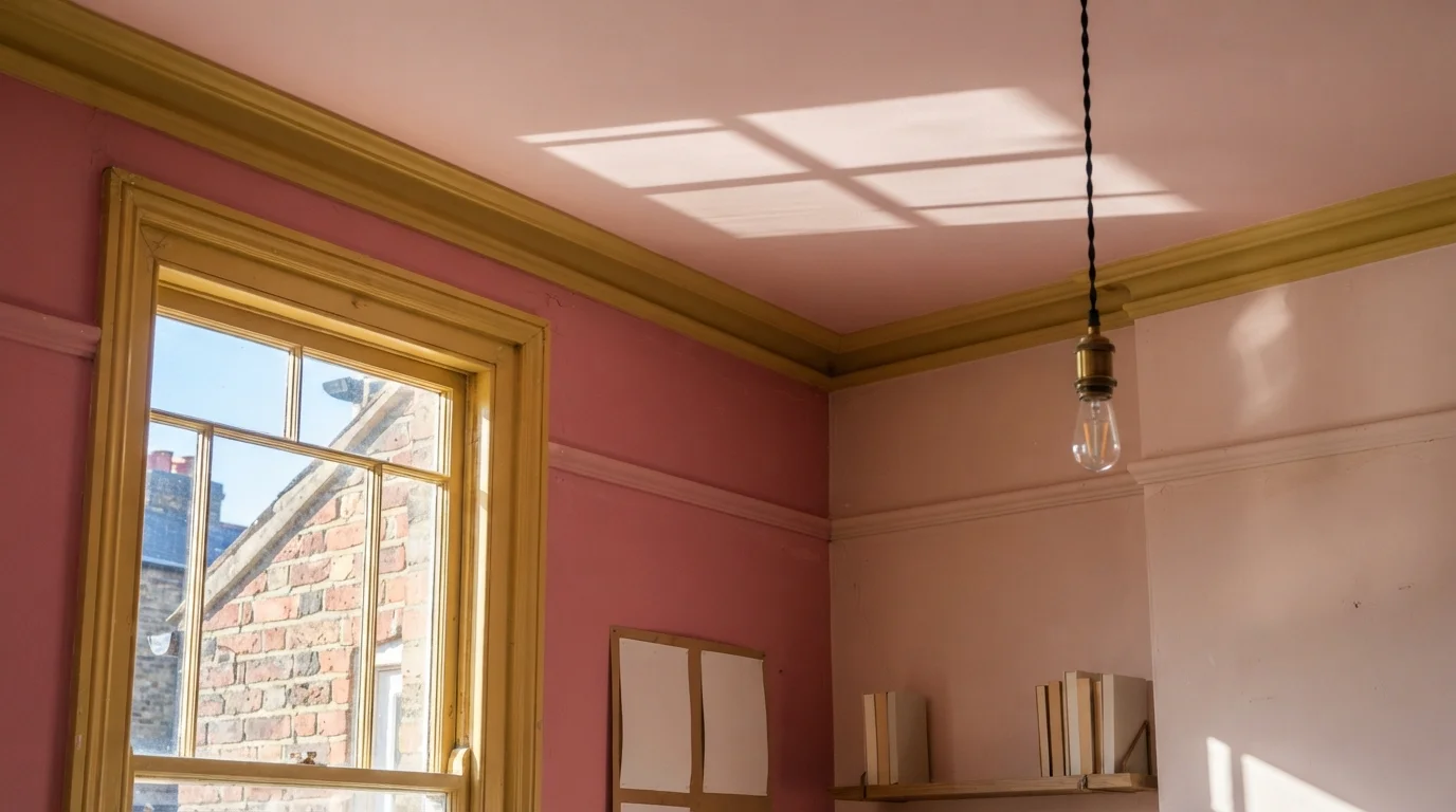 Candy Pink Glow — pink ceiling painted in Eraser Pink