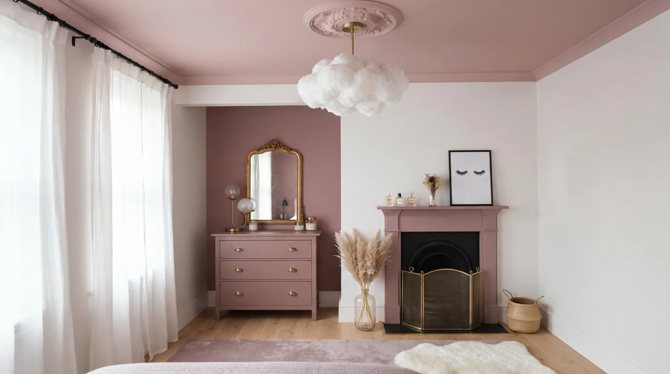 Rosy Ceiling Dream — pink ceiling painted in Edwardian Rose