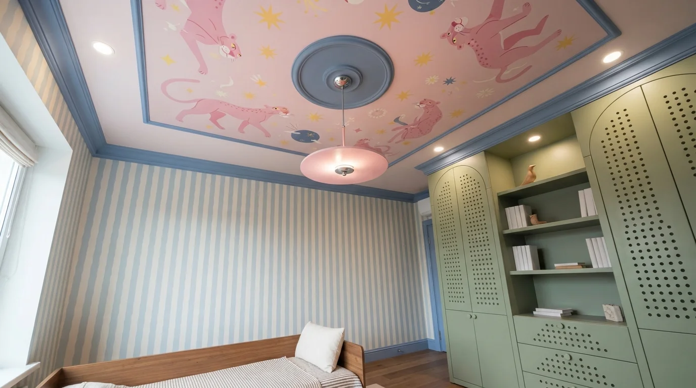 Whimsical Starry Pink — pink ceiling painted in Love Potion