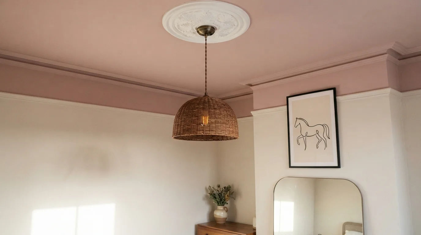 Dusty Blush Canopy — pink ceiling painted in Titanic Rose