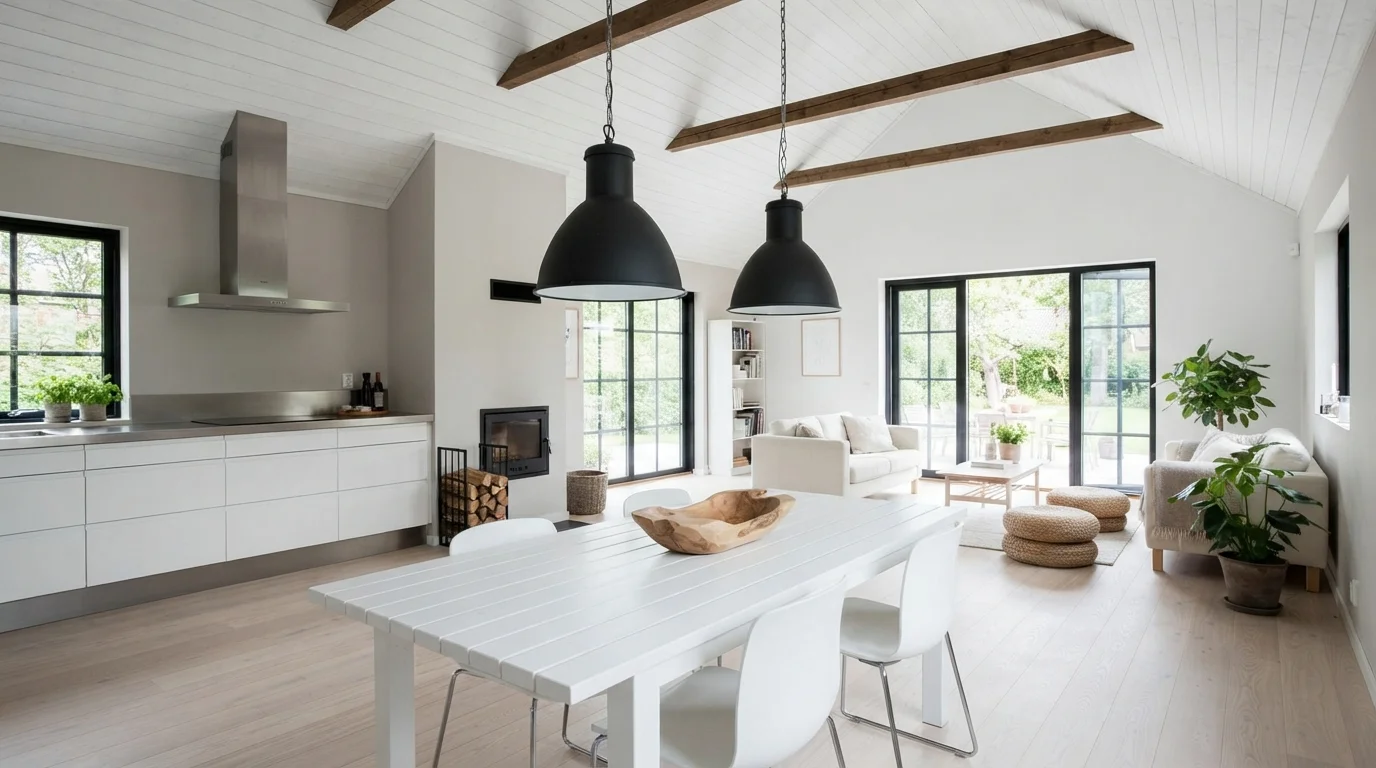 Nordic White Loft — white ceiling painted in White Glove