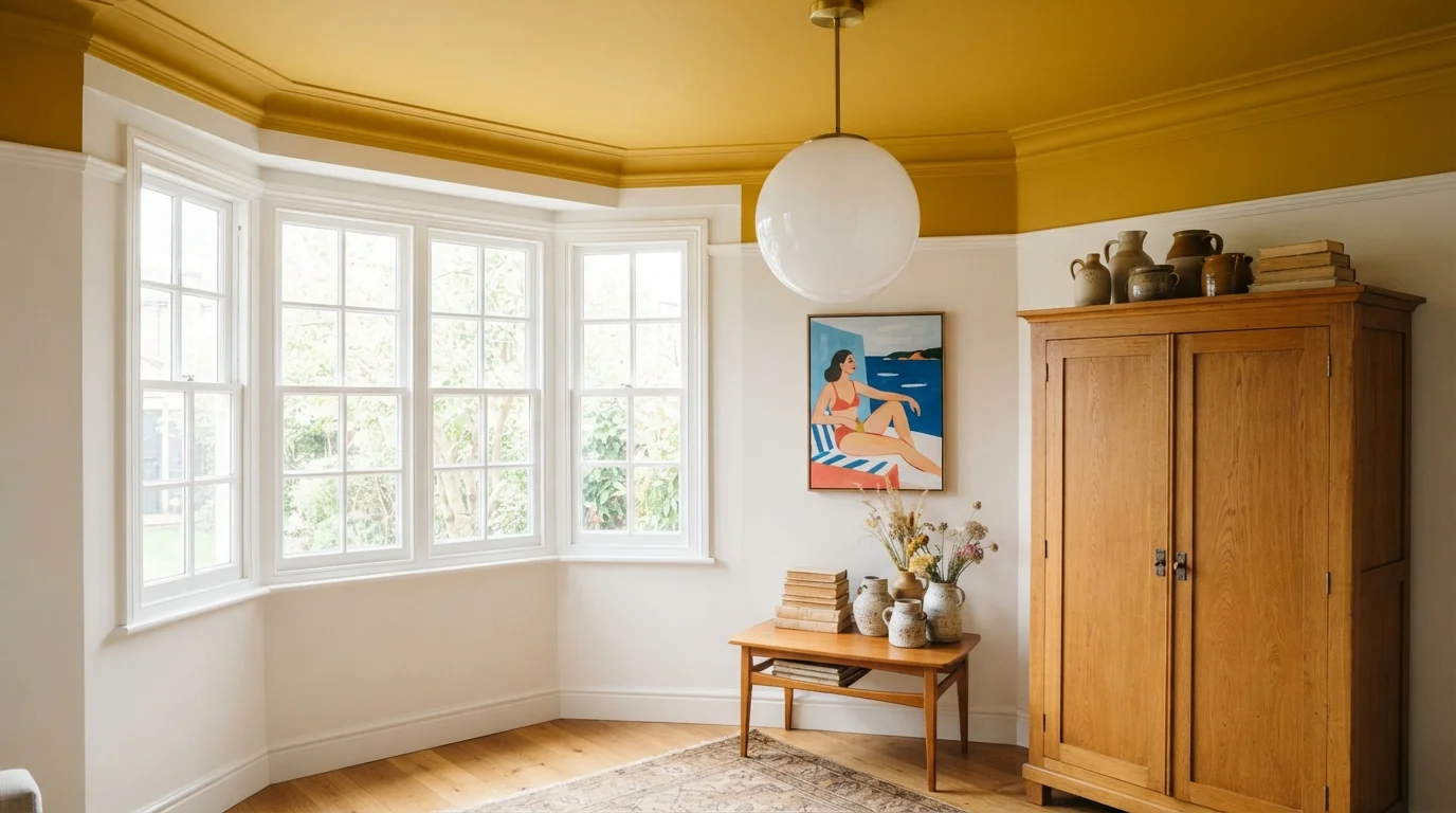 Mustard Canopy Accent — yellow ceiling painted in Crispy Gold