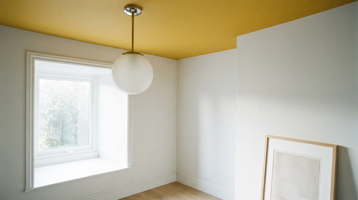 Golden Ochre Ceiling — yellow ceiling painted in Curry