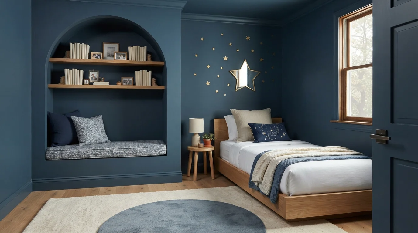 blue children's room color idea — Blue Fedora · Valspar