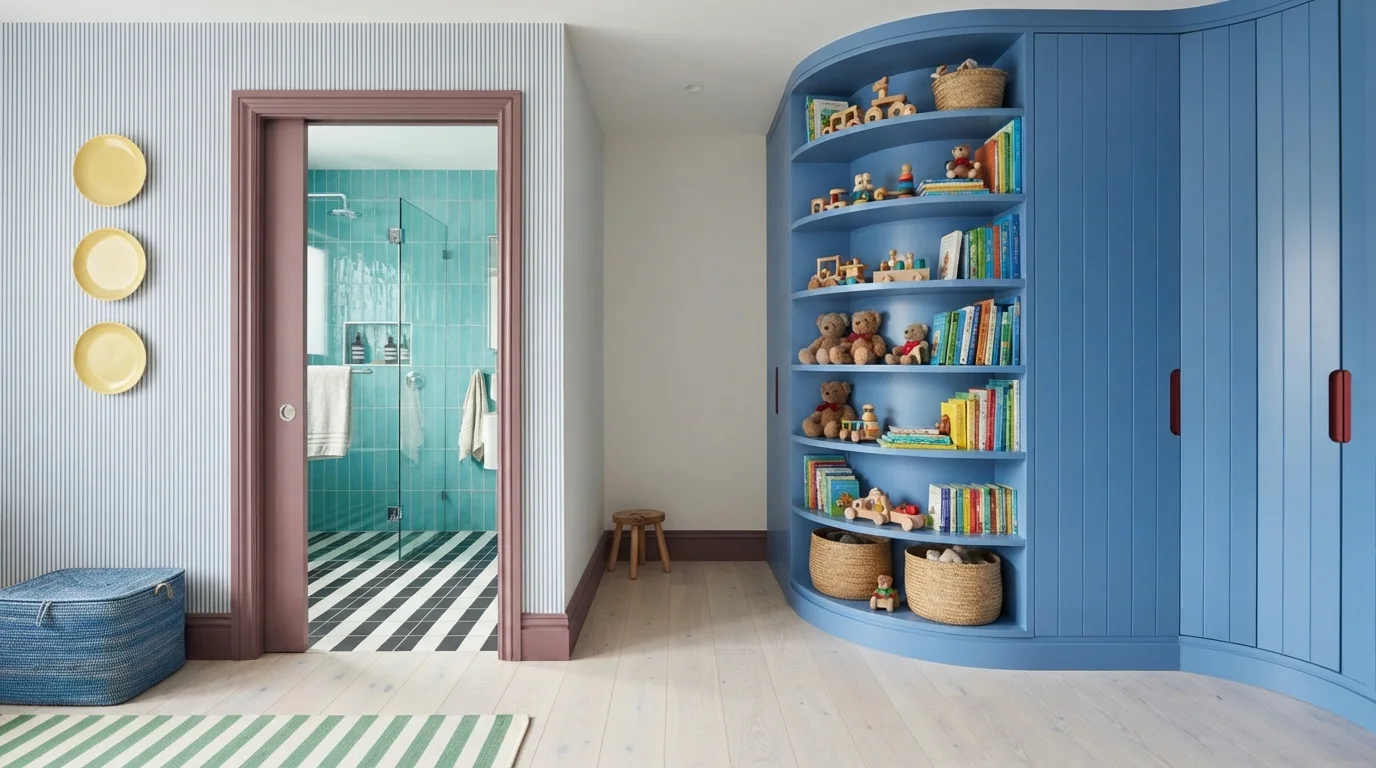 Vibrant Cerulean Playroom — blue children's room painted in Safe Harbor