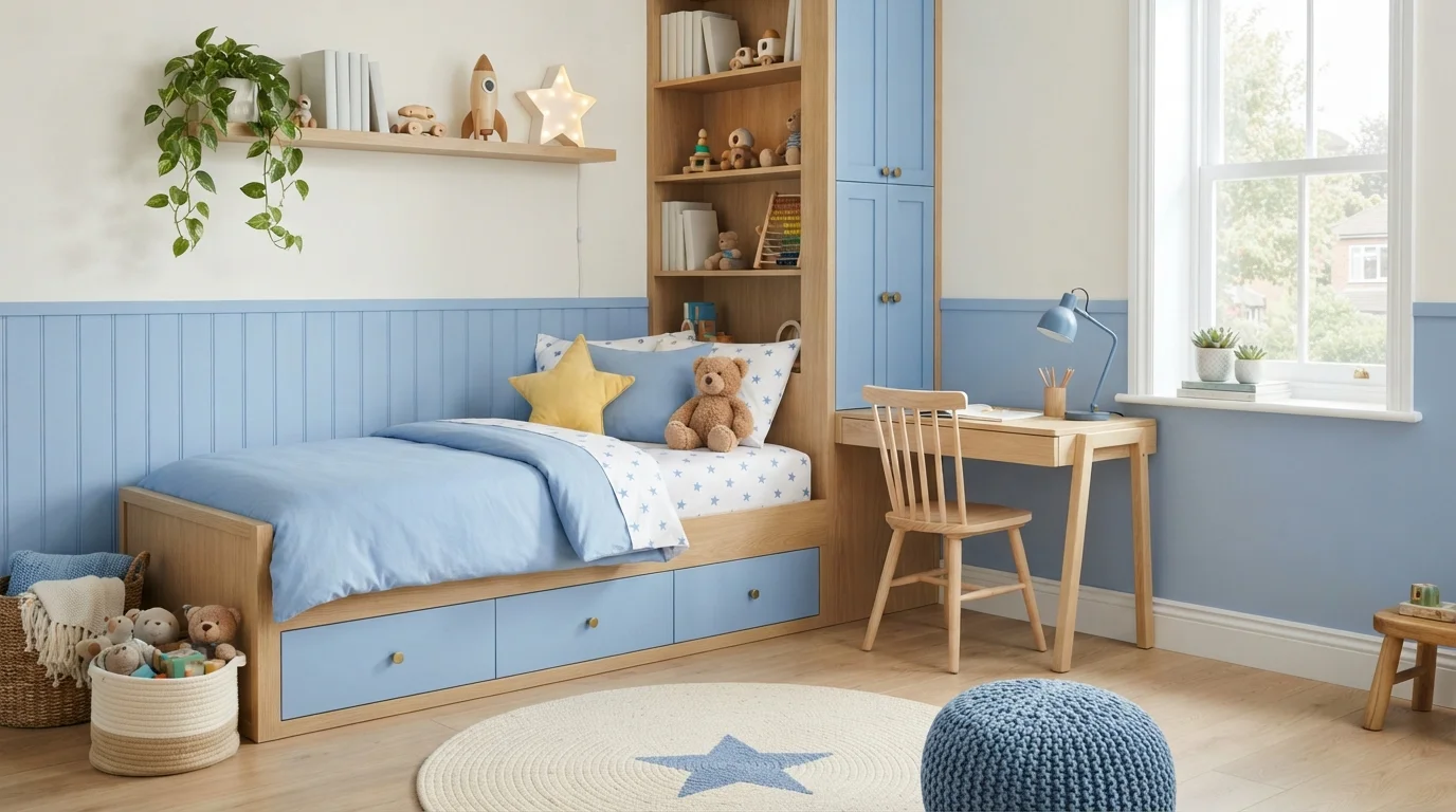 Sky Blue Dreamscape — blue children's room painted in Jet Set