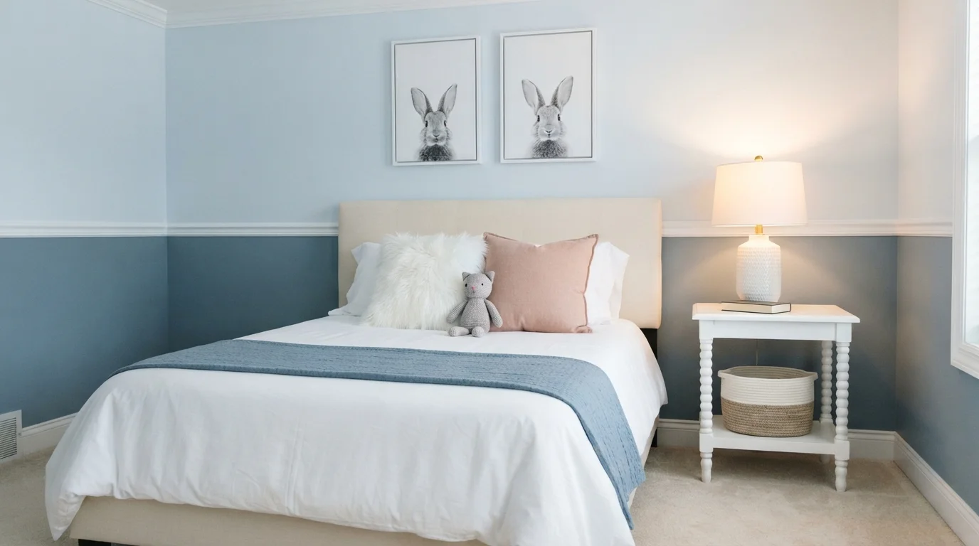Gentle Sky Haven — blue children's room painted in Royal Gray