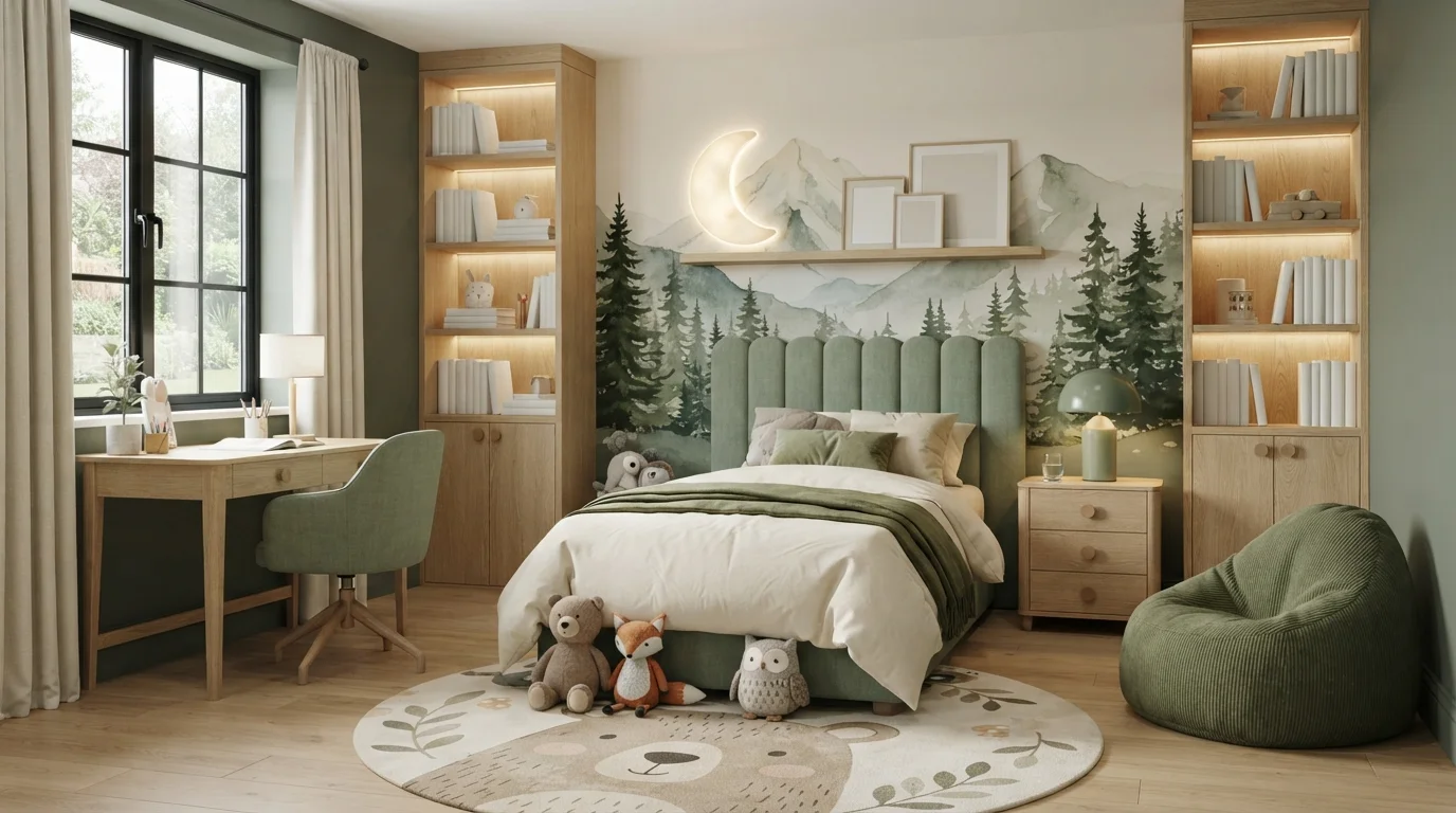 Woodland Sage Retreat — green children's room painted in Green Woods