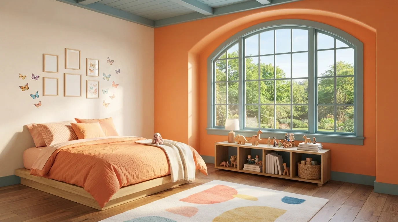 Sunlit Apricot Playground — orange children's room painted in Pumpkin Puree