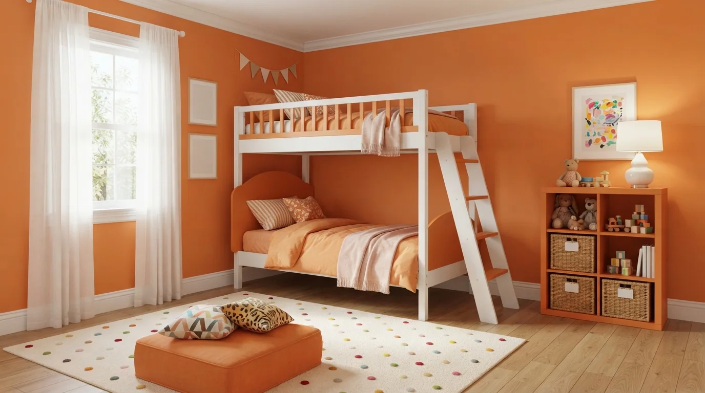 Tangerine Dream Bedroom — orange children's room painted in Summer Treat