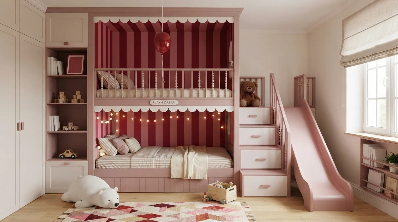 Carnival Rose Haven — pink children's room painted in Toasted Mauve