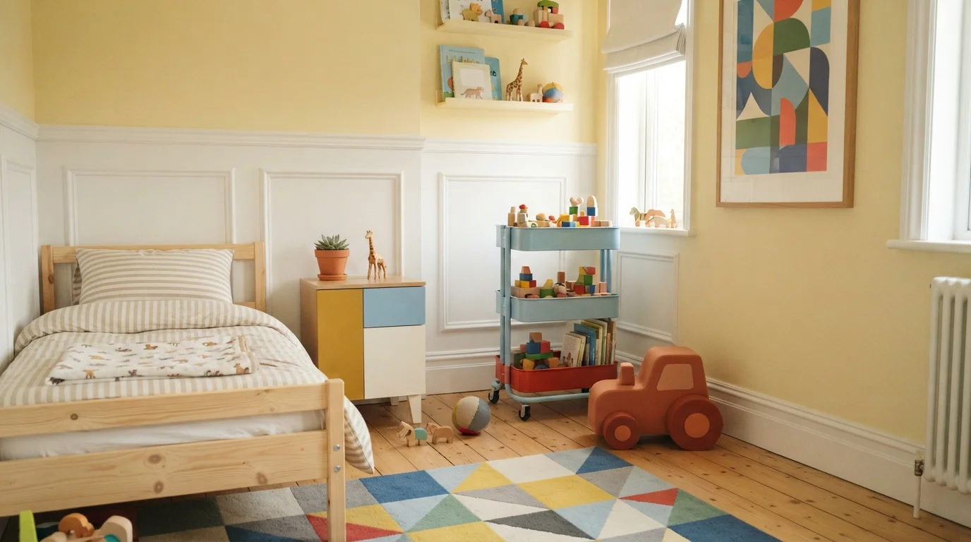 Sunny Buttercup Nursery — yellow children's room painted in Lazy Daisy