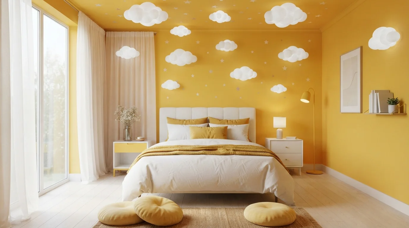 Golden Dreamscape Bedroom — yellow children's room painted in Bling Bling