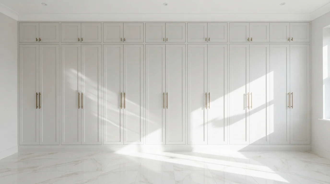 Crisp Minimalist Wardrobe — white closet painted in Ambience White