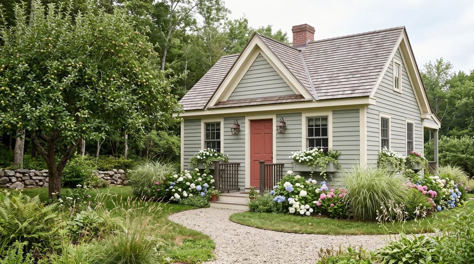 Soft Sage Cottage — cottage exterior painted in Clary Sage