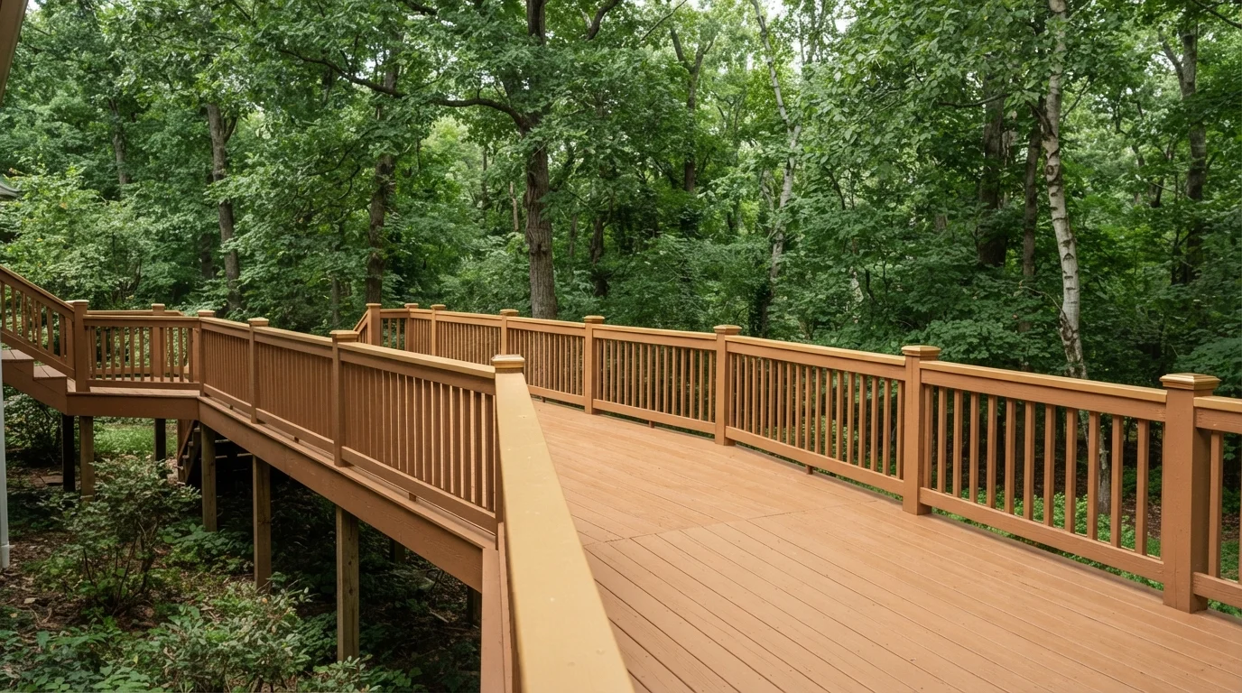 Sunlit Woodland Deck — brown deck painted in Topaz Gemstone