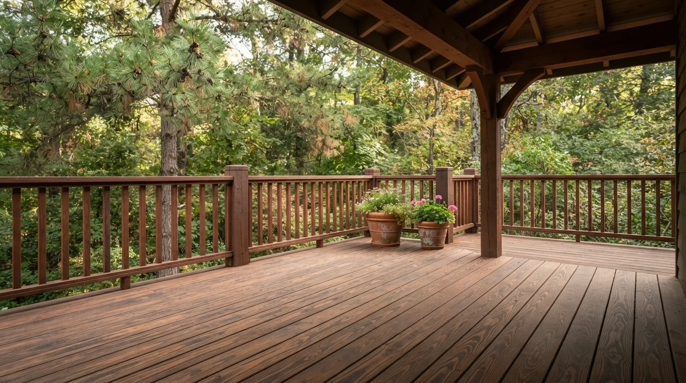 Chestnut Stained Deck — brown deck painted in Brown Hen