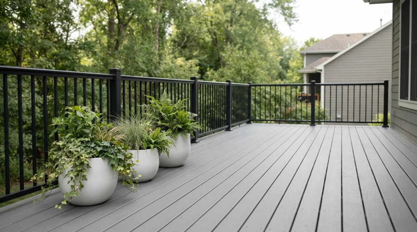 Modern Slate Deck — gray deck painted in Stonehedge