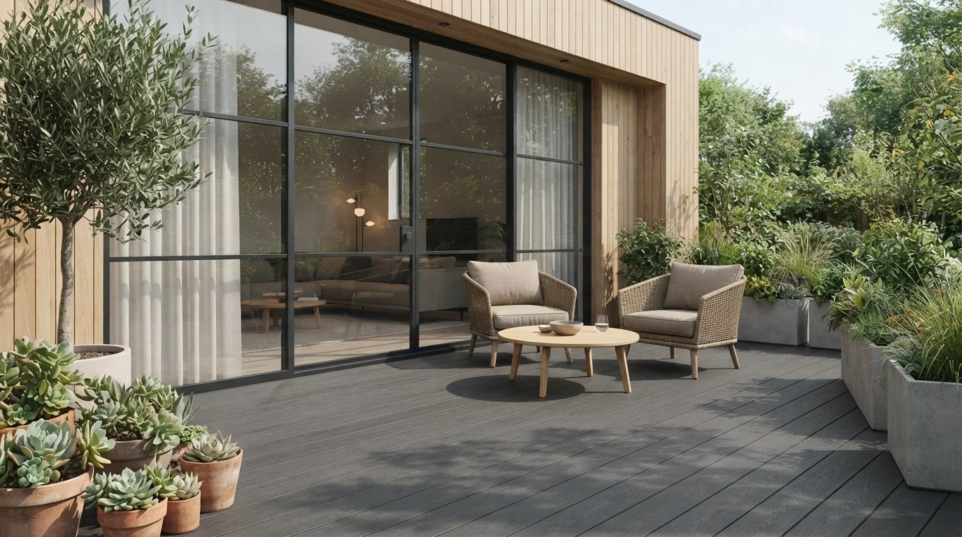 Modern Charcoal Deck — gray deck painted in Temptation