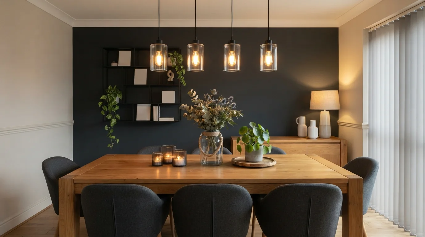 Charcoal Night Dining — black dining room painted in Black of Night