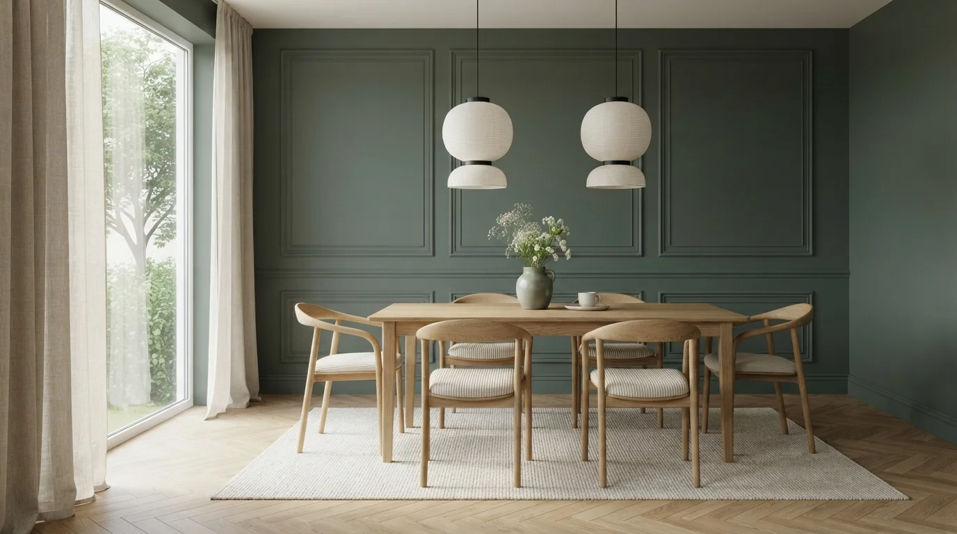Forest Green Serenity — green dining room painted in Billiard Room