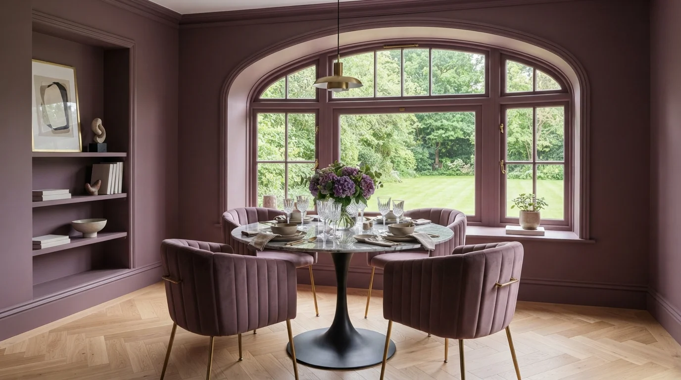 Plum Drenched Dining — purple dining room painted in Exotic Orchid