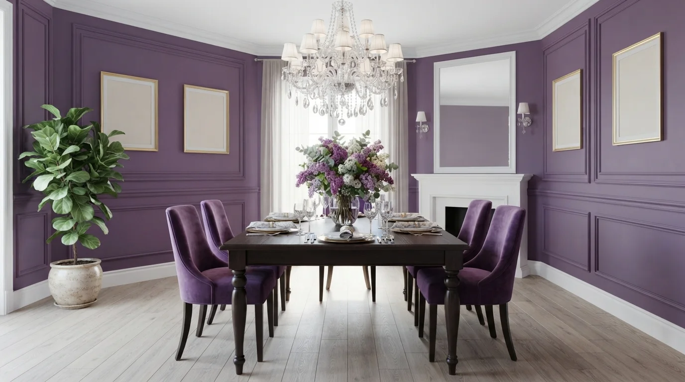 Royal Purple Elegance — purple dining room painted in Sonic Plum