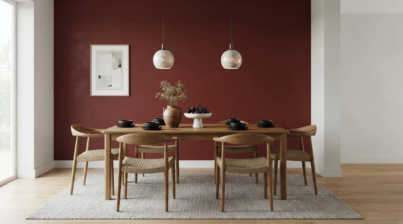 Merlot Accent Dining — red dining room painted in Spanish Tile
