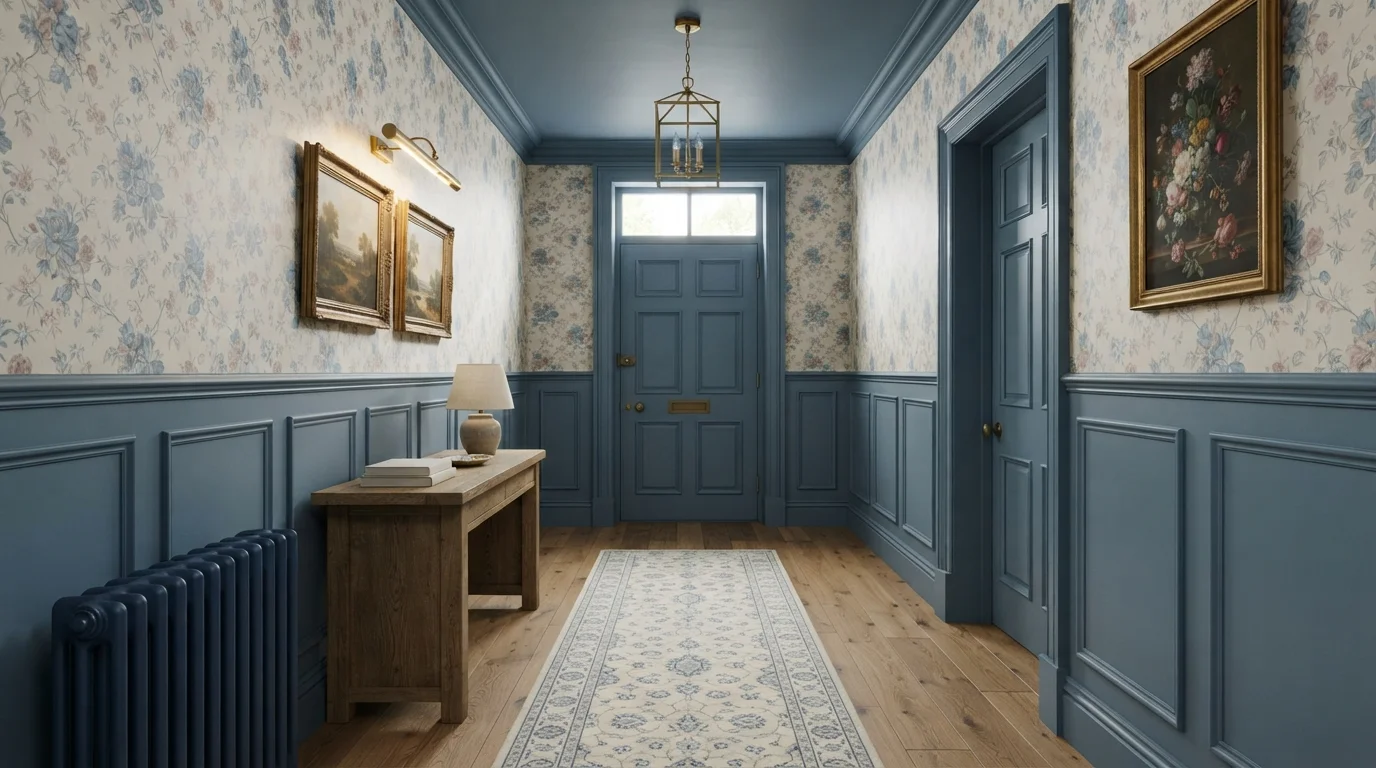 blue entryway color idea — Belvedere Blue · Farrow & Ball