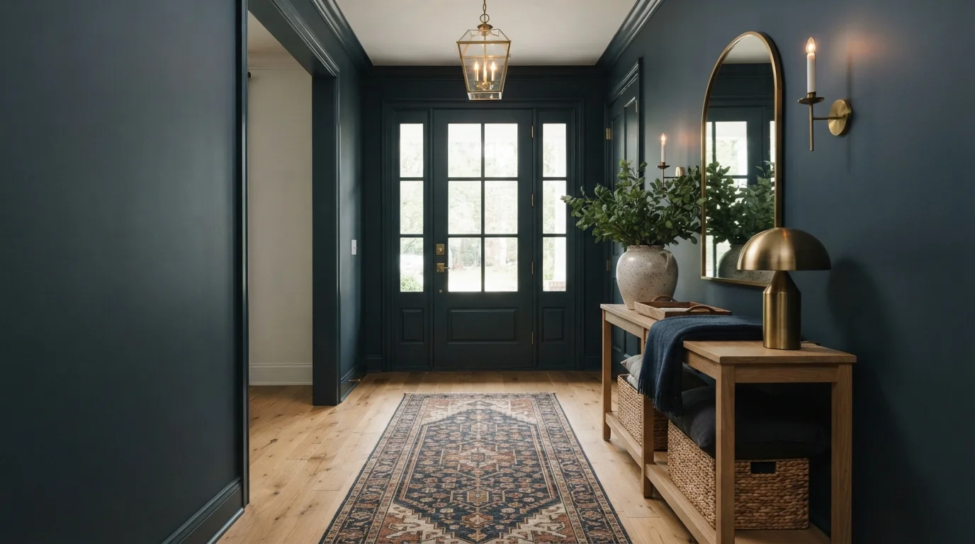 Deep Navy Entryway — blue entryway painted in Wishing On A Star