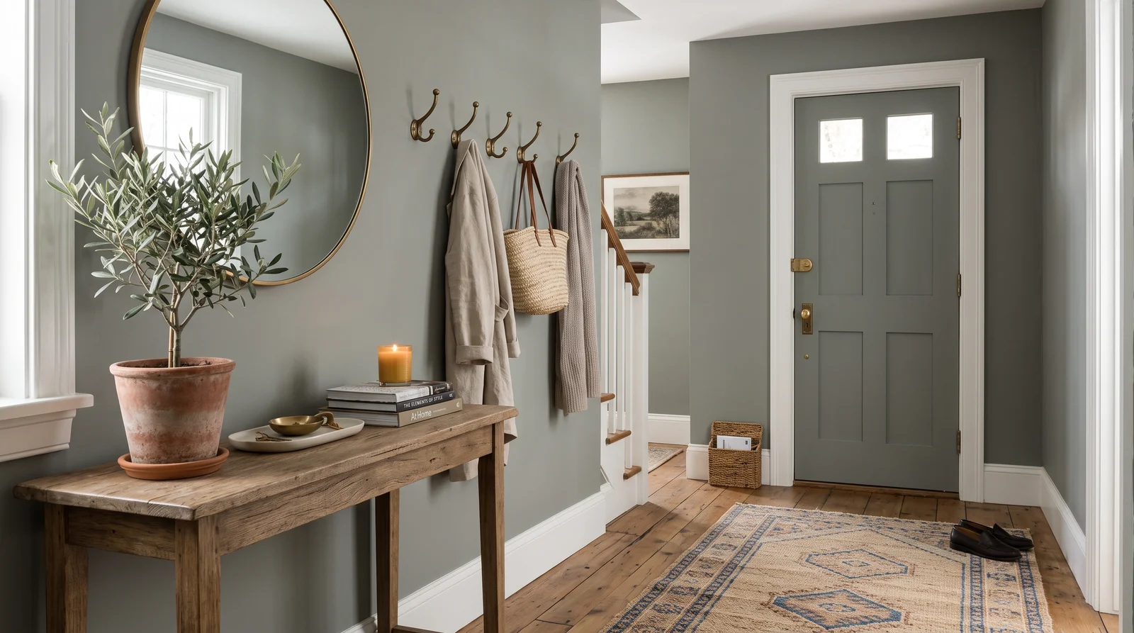 smoky, moody greens — trending entryway colors 2026