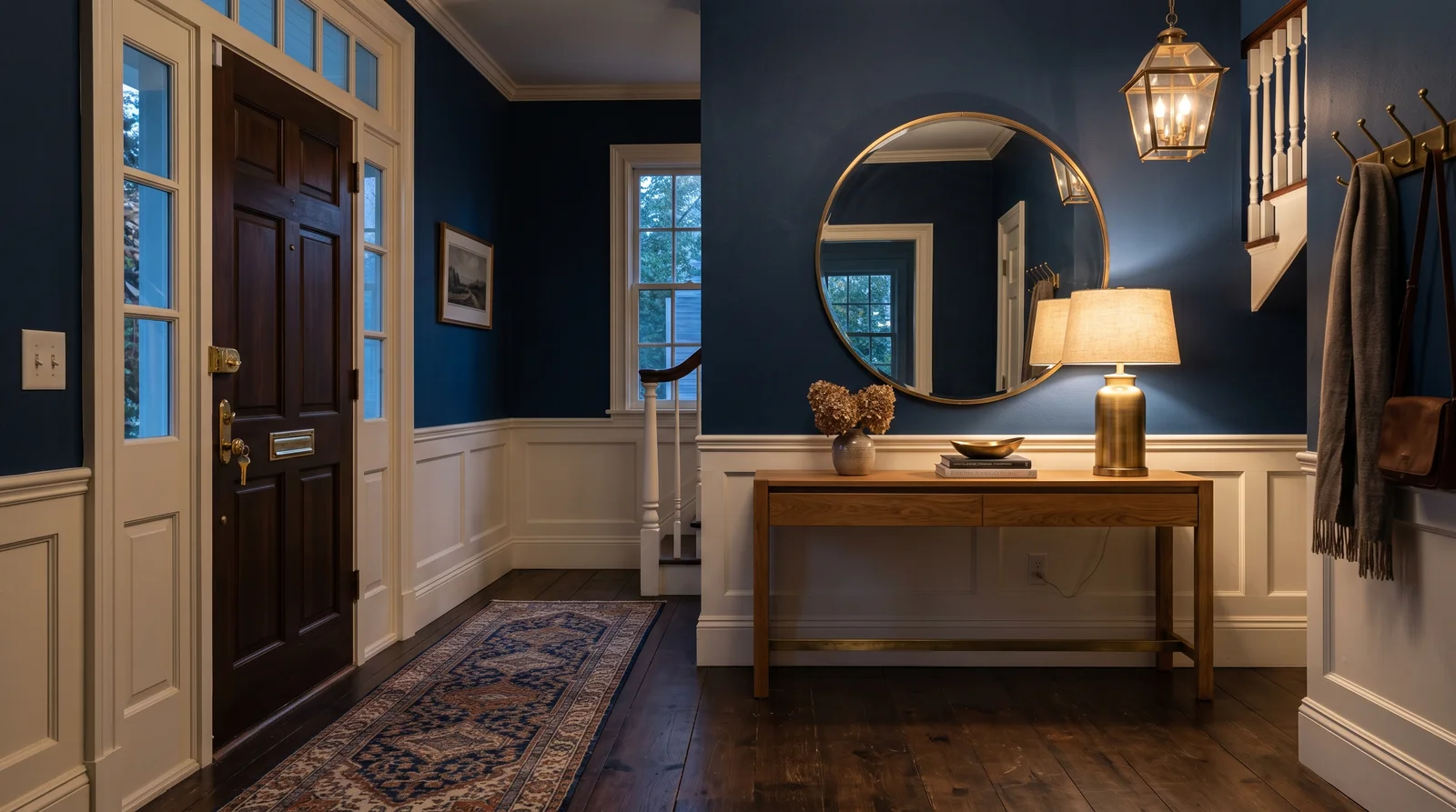 deep navy drama — trending entryway colors 2026