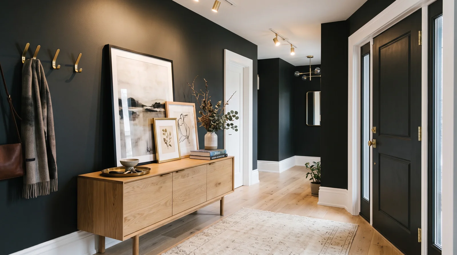 soft-black painted-out entries — trending entryway colors 2026