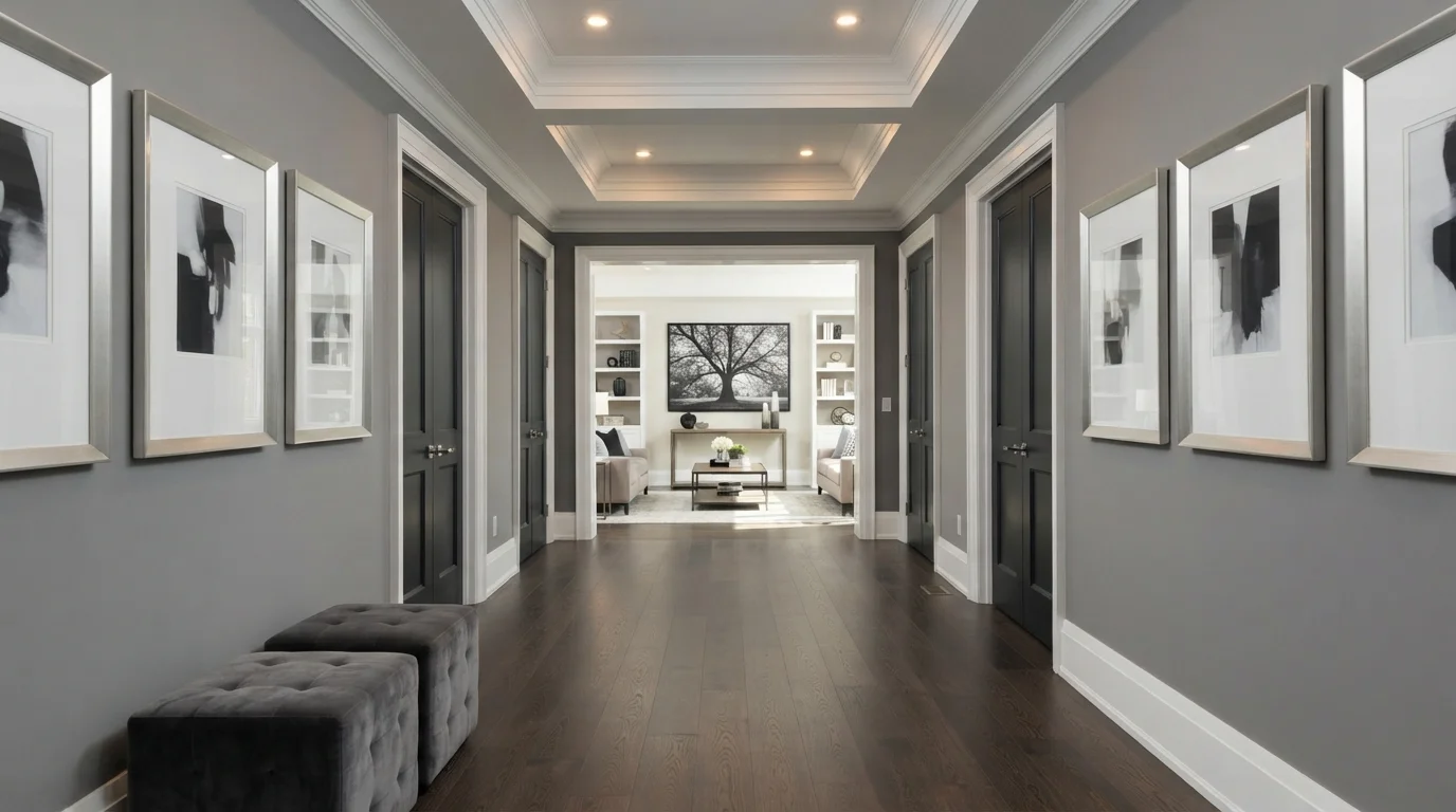 Tailored Slate Gallery — gray entryway painted in Silversmith Grey