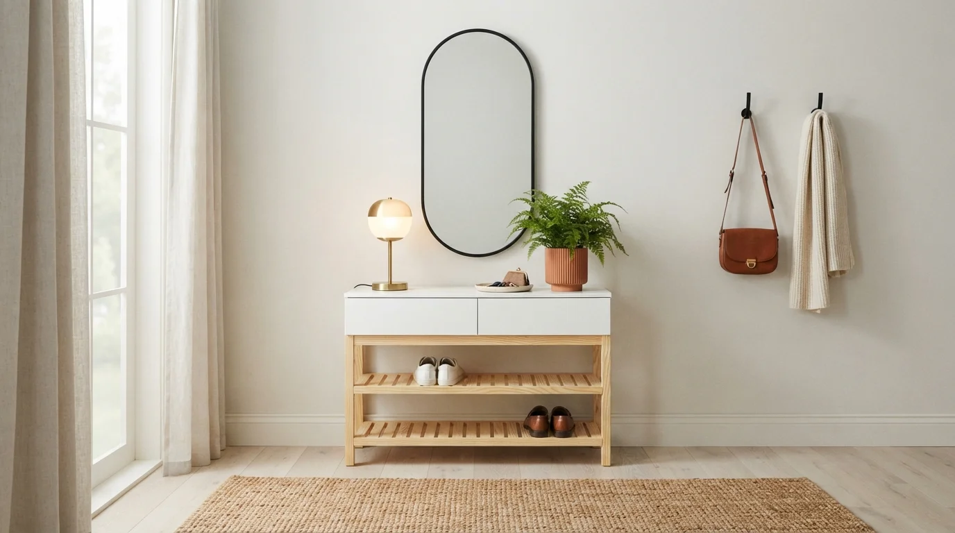 white entryway color idea — Cameo White · Behr