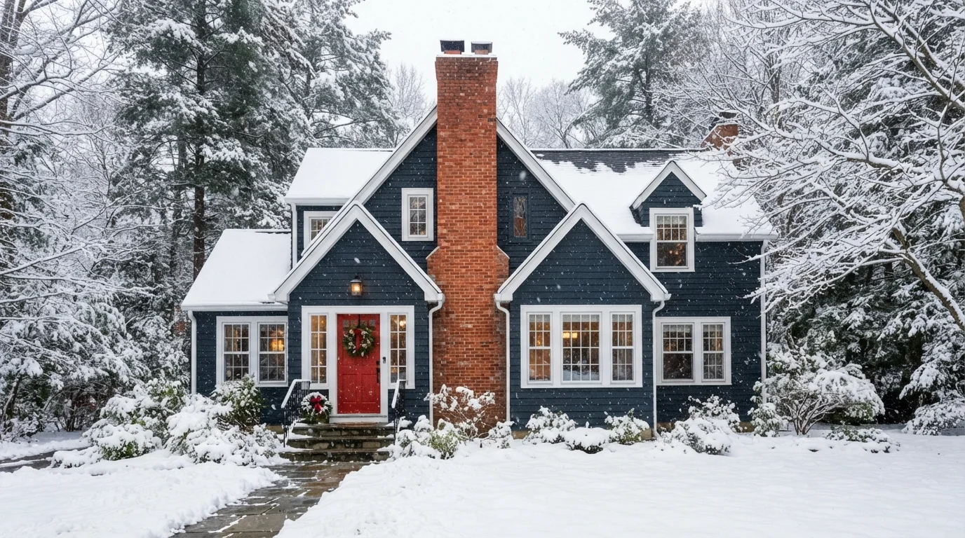 Snowy Cottage Classic — blue exterior house painted in Wishing On A Star