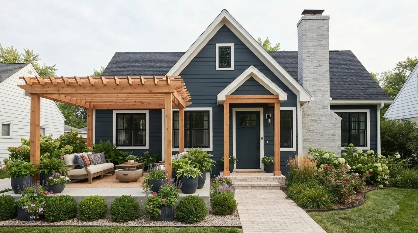 Deep Navy Cottage — blue exterior house painted in Pitch Cobalt